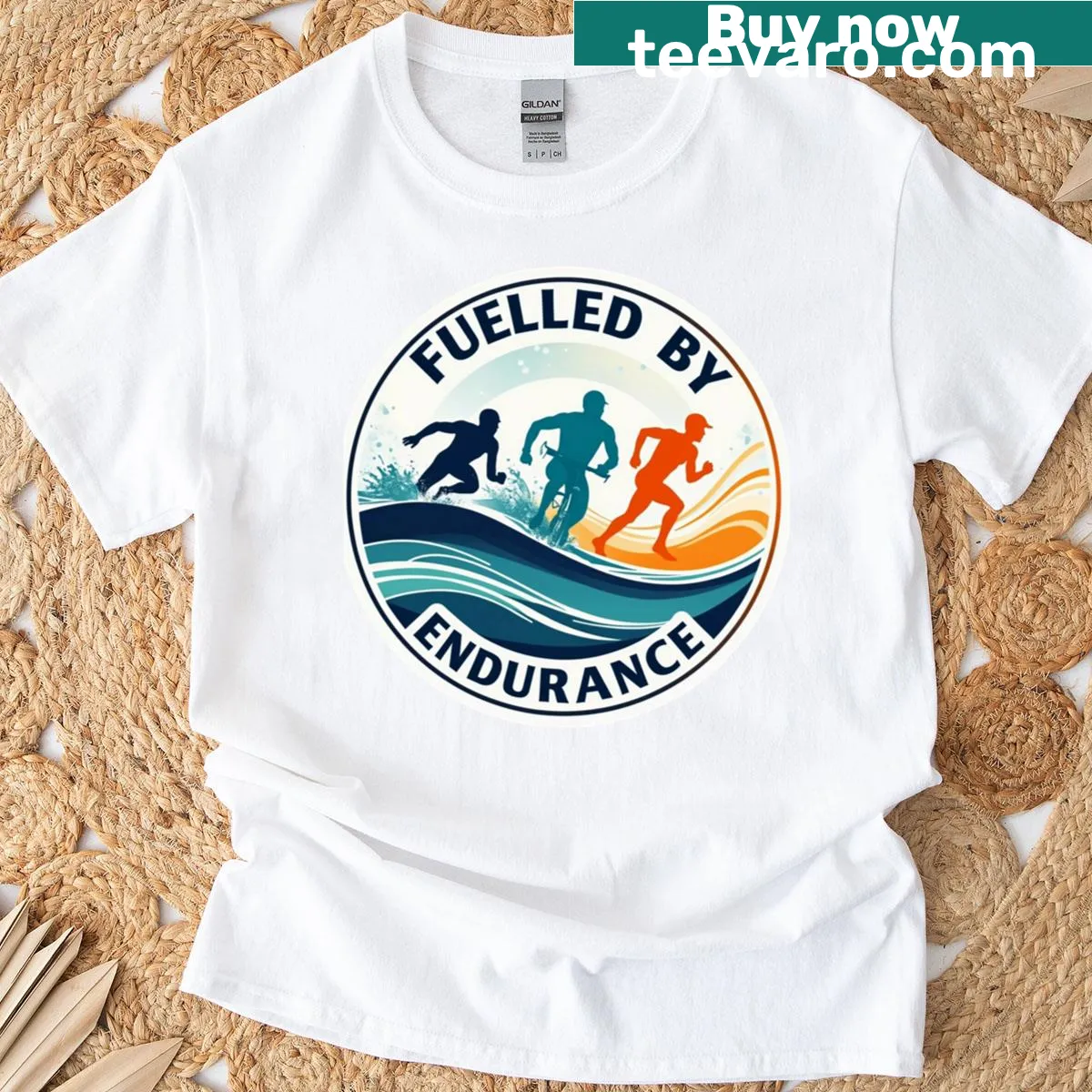 Motivational endurance athlete graphic T-shirt for triathletes — on a men's t-shirt