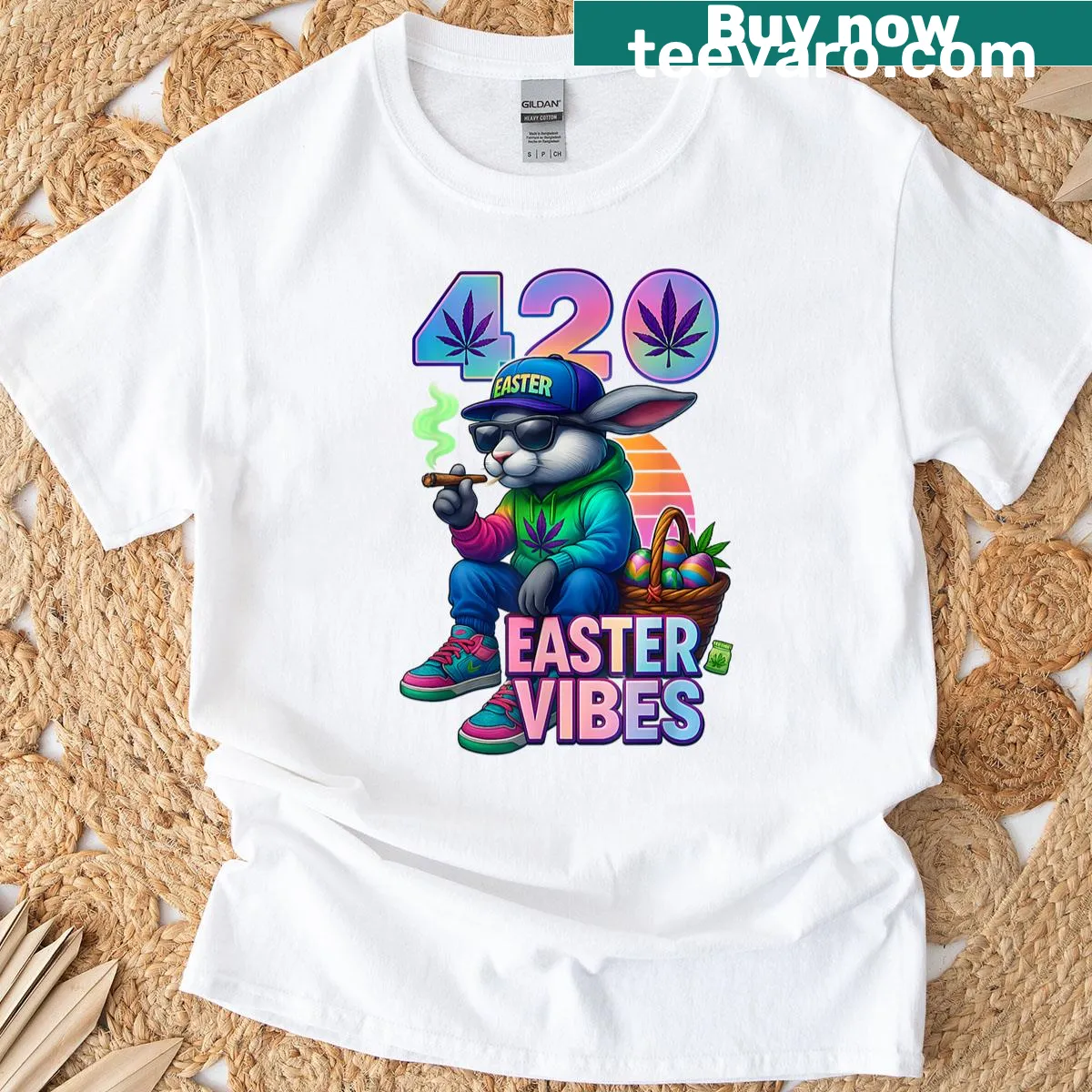 Humorous Easter Bunny design T-shirt for celebrations — on a men's t-shirt