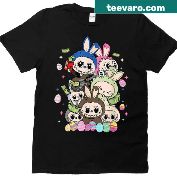 Cute Easter-themed t-shirt featuring the character Labubu