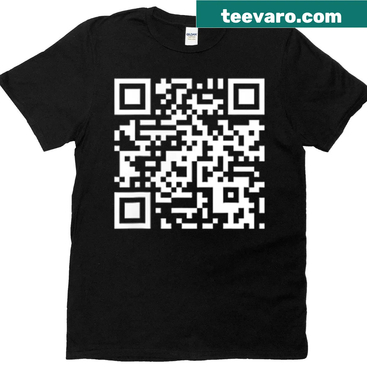 T-shirt with humorous political message and QR code design — on a men's t-shirt