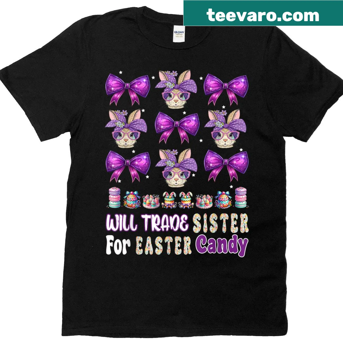 Funny T-shirt for kids with slogan about trading sister for Easter candy — on a men's t-shirt