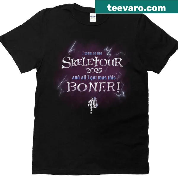 Humorous cartoon skeleton design t-shirt with playful theme.