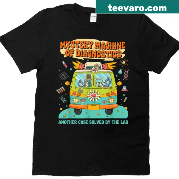 Mystery Machine-themed diagnostics lab tech T-shirt for Lab Week 2025.