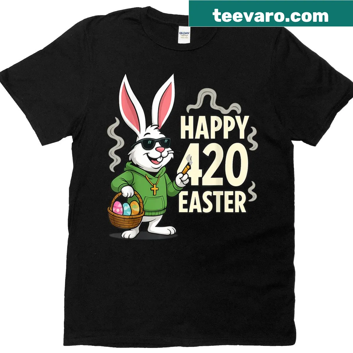 Funny Easter Bunny T-shirt designed for men and women. — on a men's t-shirt