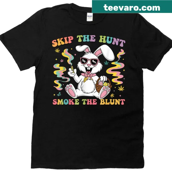 Humorous bunny smoking graphic for an Easter-themed T-shirt