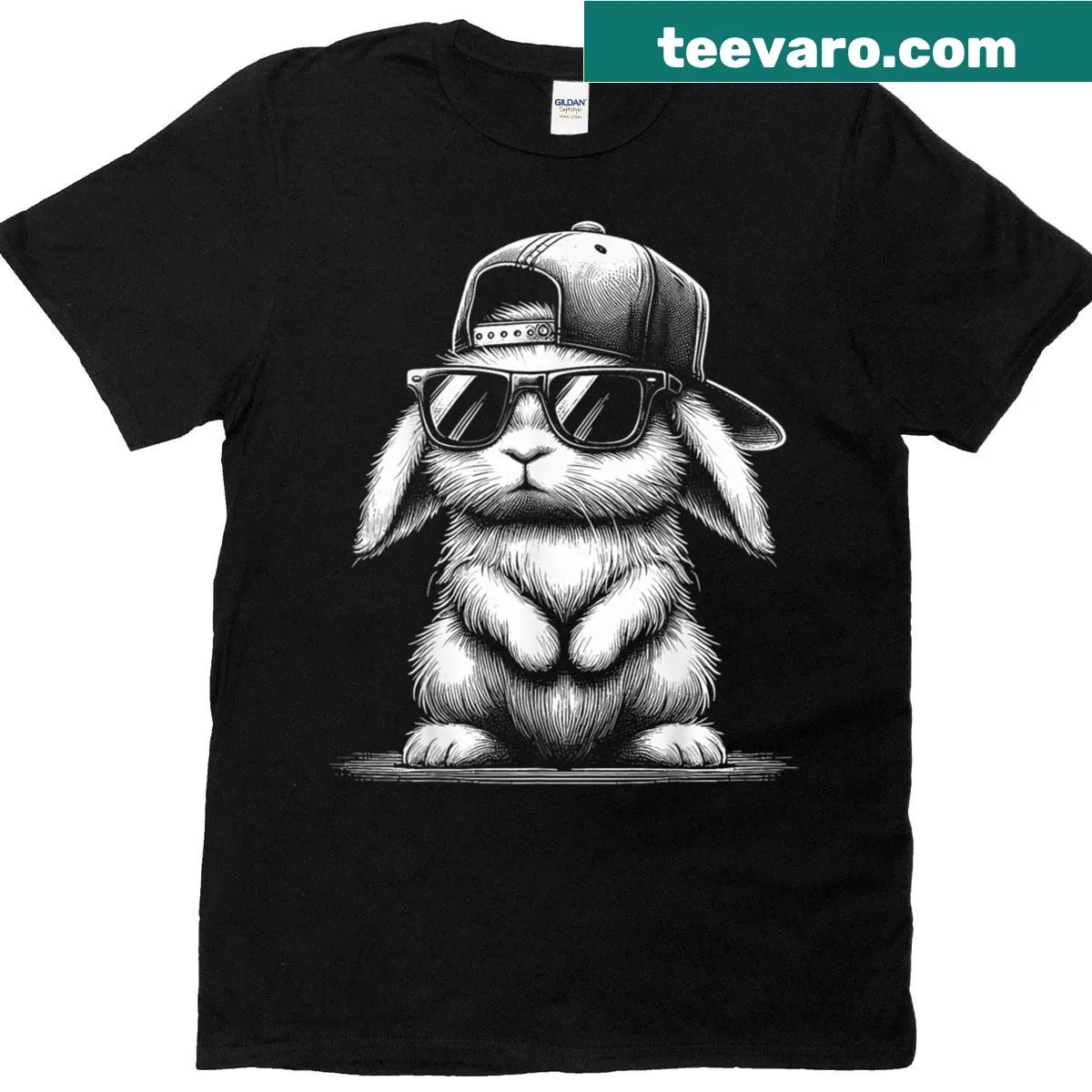 Cute bunny face T-shirt for Easter Day celebration. — on a men's t-shirt