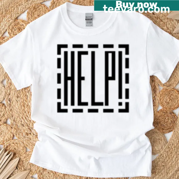 Humorous T-shirt with the word 'Help' in a playful design
