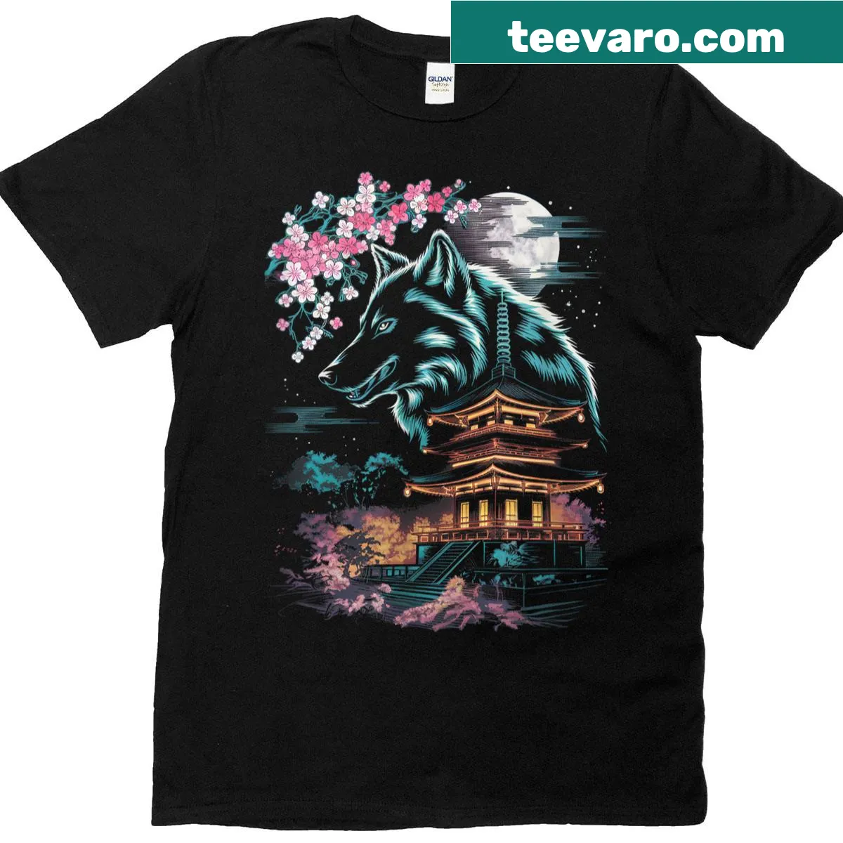 Manga-inspired T-shirt featuring illustrated wolf art — on a men's t-shirt