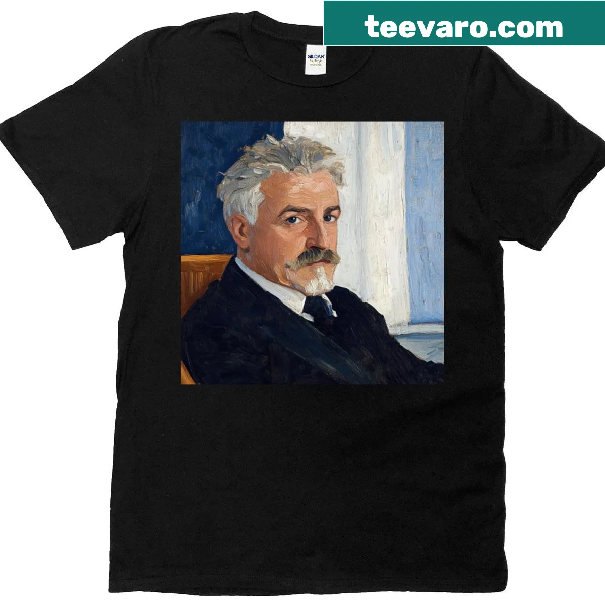 Post-impressionist design honoring John Barrymore t-shirt — on a men's t-shirt