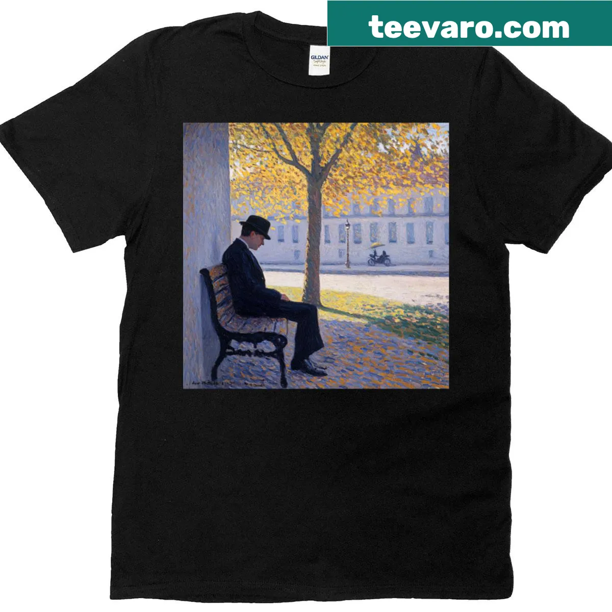 T-shirt showcasing John Dalton's post-impressionist artistic style — on a men's t-shirt