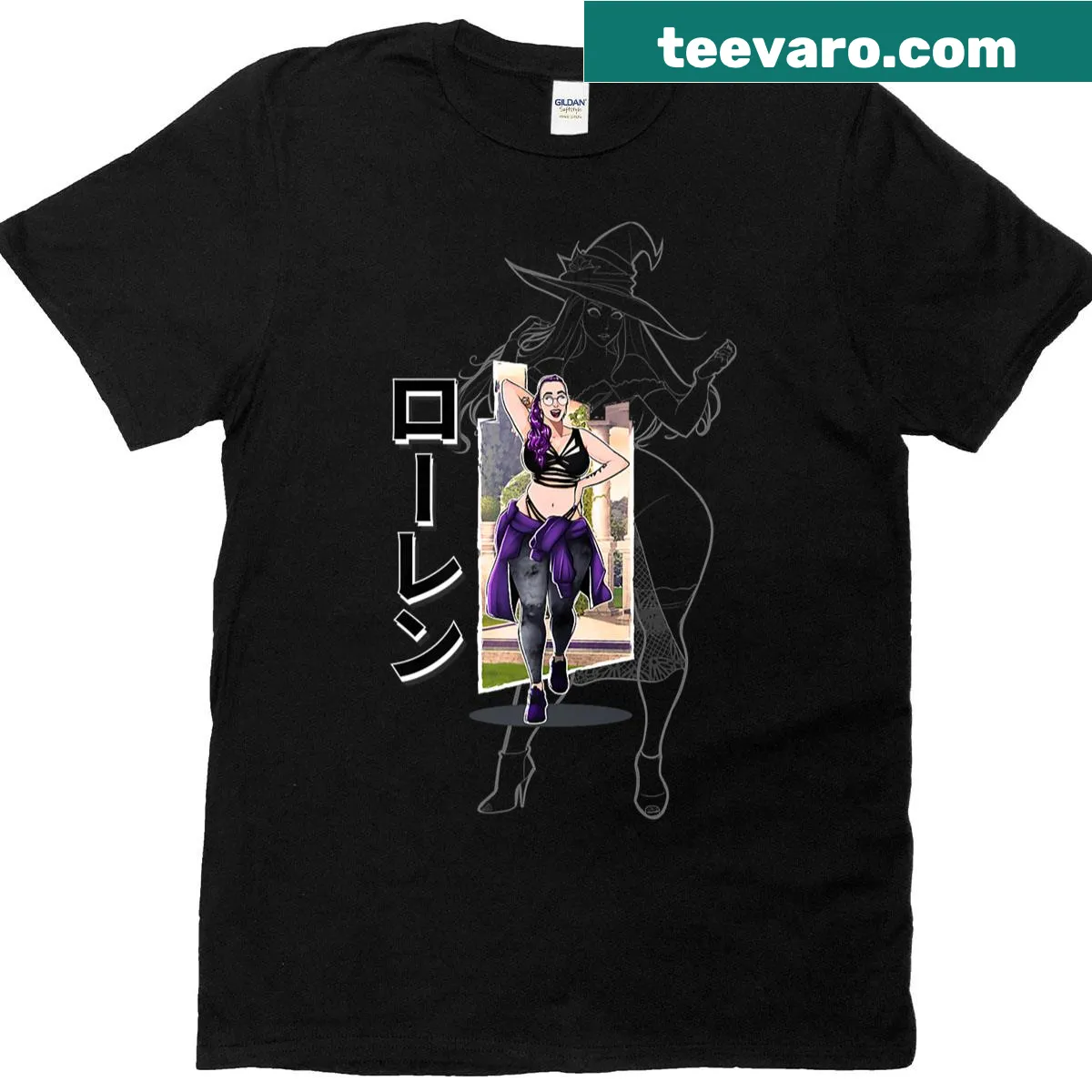 Illustrative T-shirt featuring Lauren Residents and a fantasy tale theme — on a men's t-shirt
