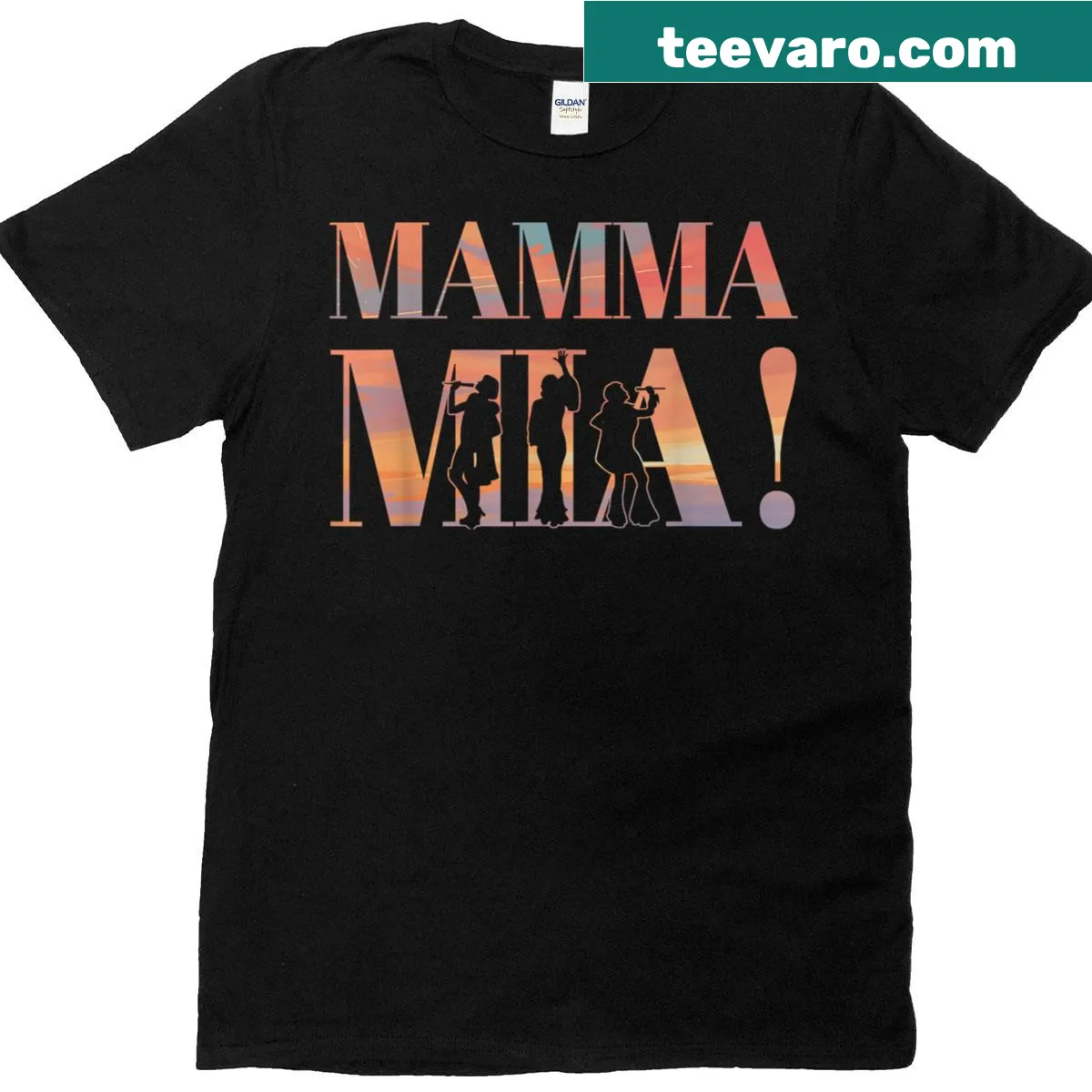 Retro T-shirt featuring a silhouette of disco dancers. — on a men's t-shirt