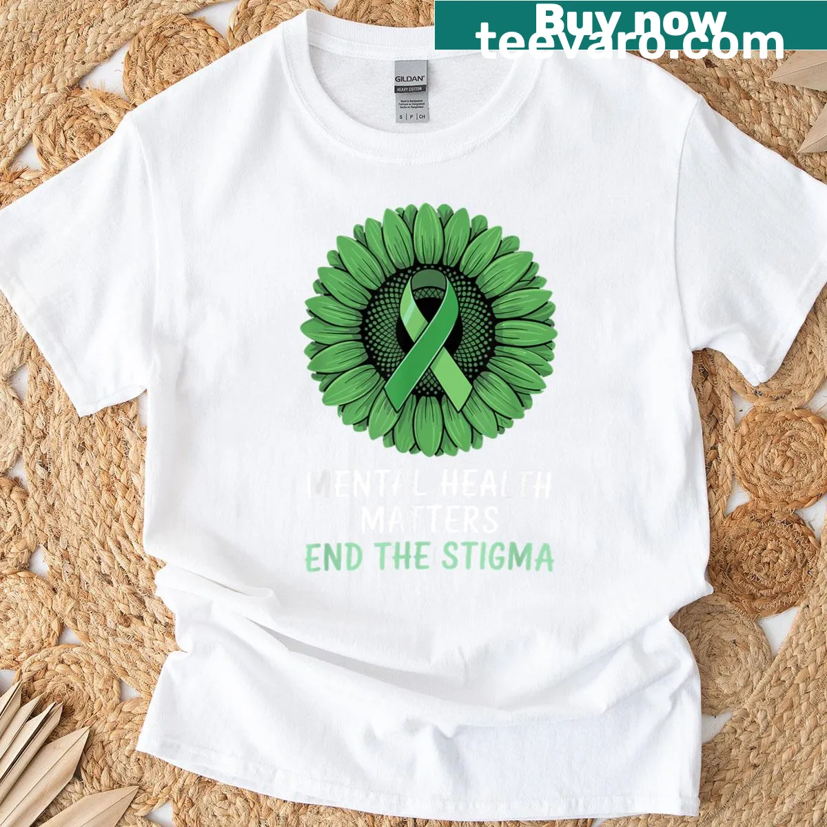 T-shirt promoting mental health awareness with bold text — on a men's t-shirt