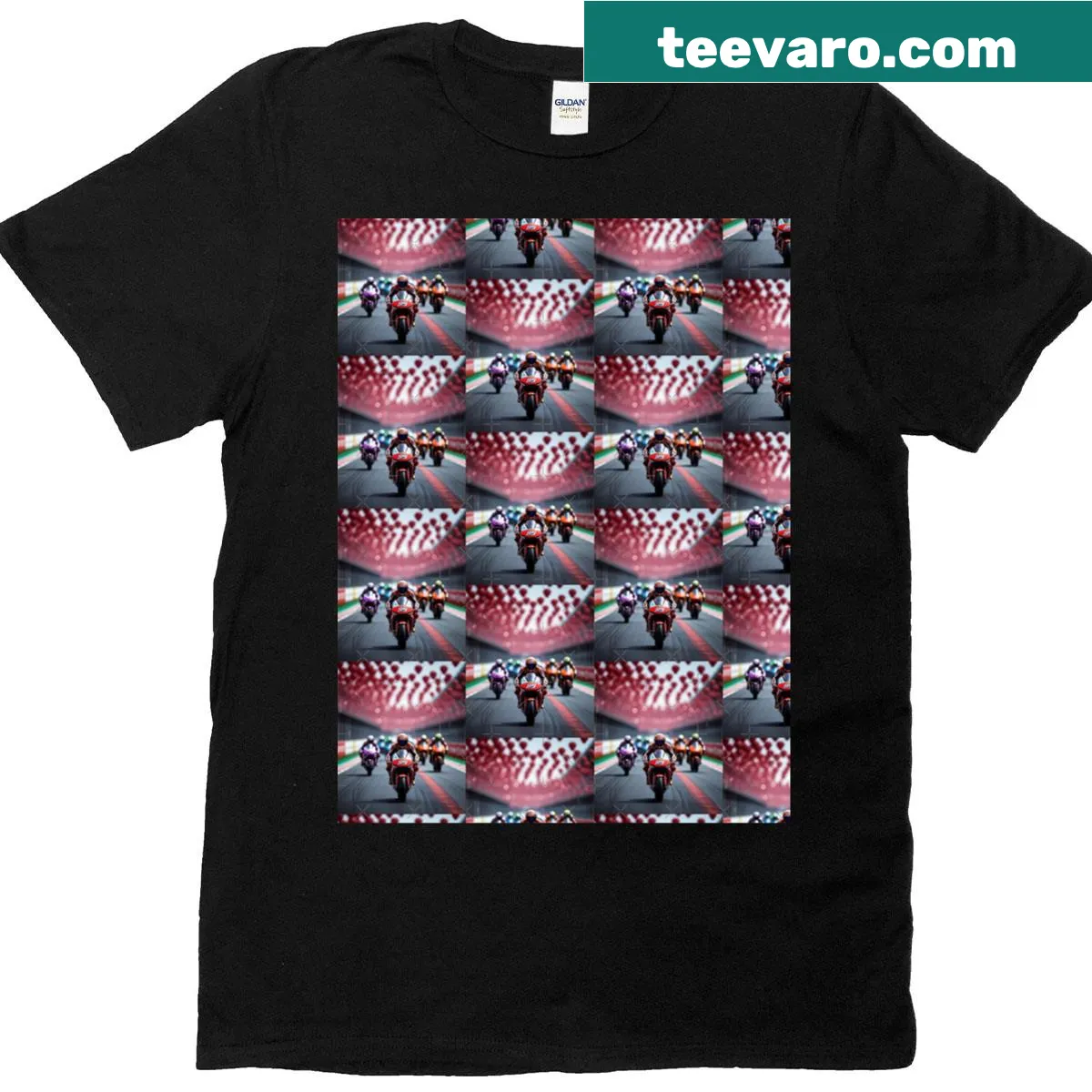 T-shirt featuring a racebike graphic and '99 Red Balloons' text — on a men's t-shirt