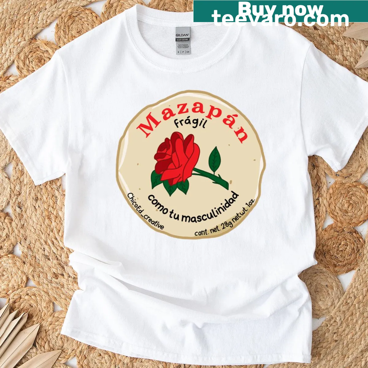 Humorous T-shirt celebrating Mazapan with playful text — on a men's t-shirt