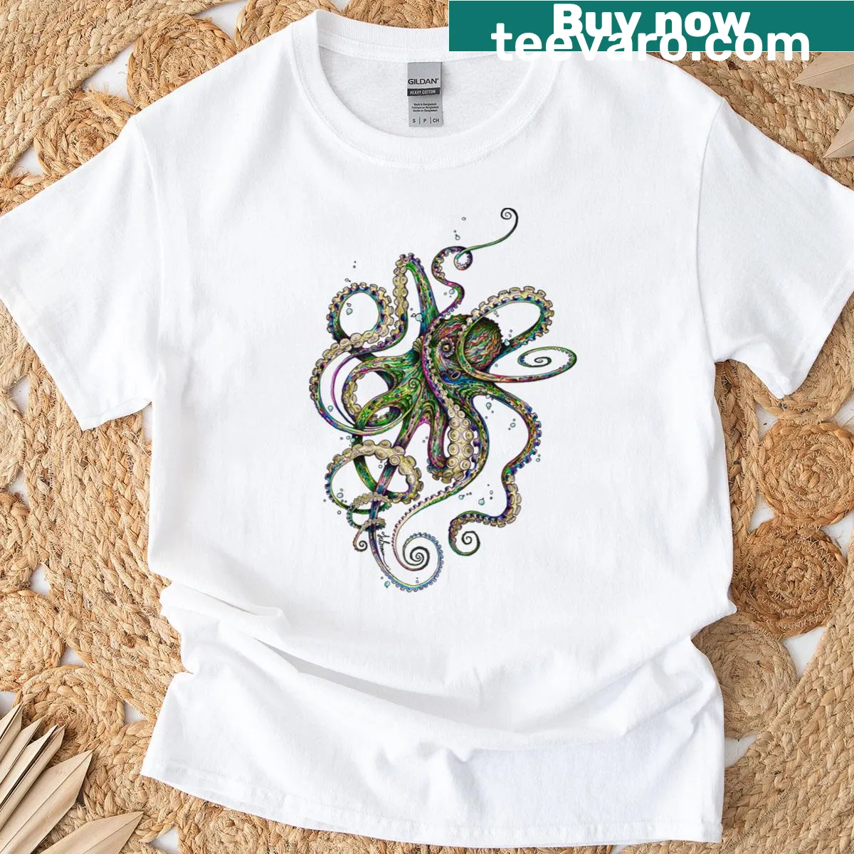 Abstract octopus graphic design on T-shirt — on a men's t-shirt