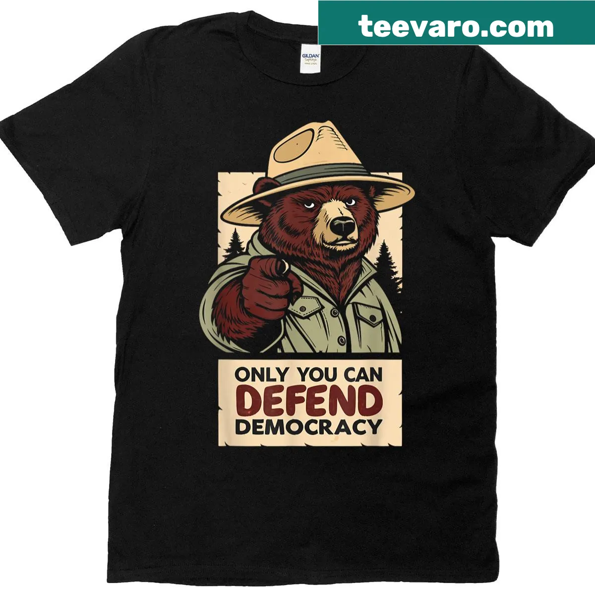 T-shirt featuring the phrase Only You Can Defend Democracy — on a men's t-shirt