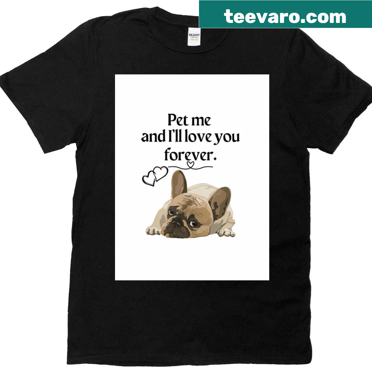 Graphic t-shirt with the phrase 'Pet Me And I'll Love You Forever'. — on a men's t-shirt