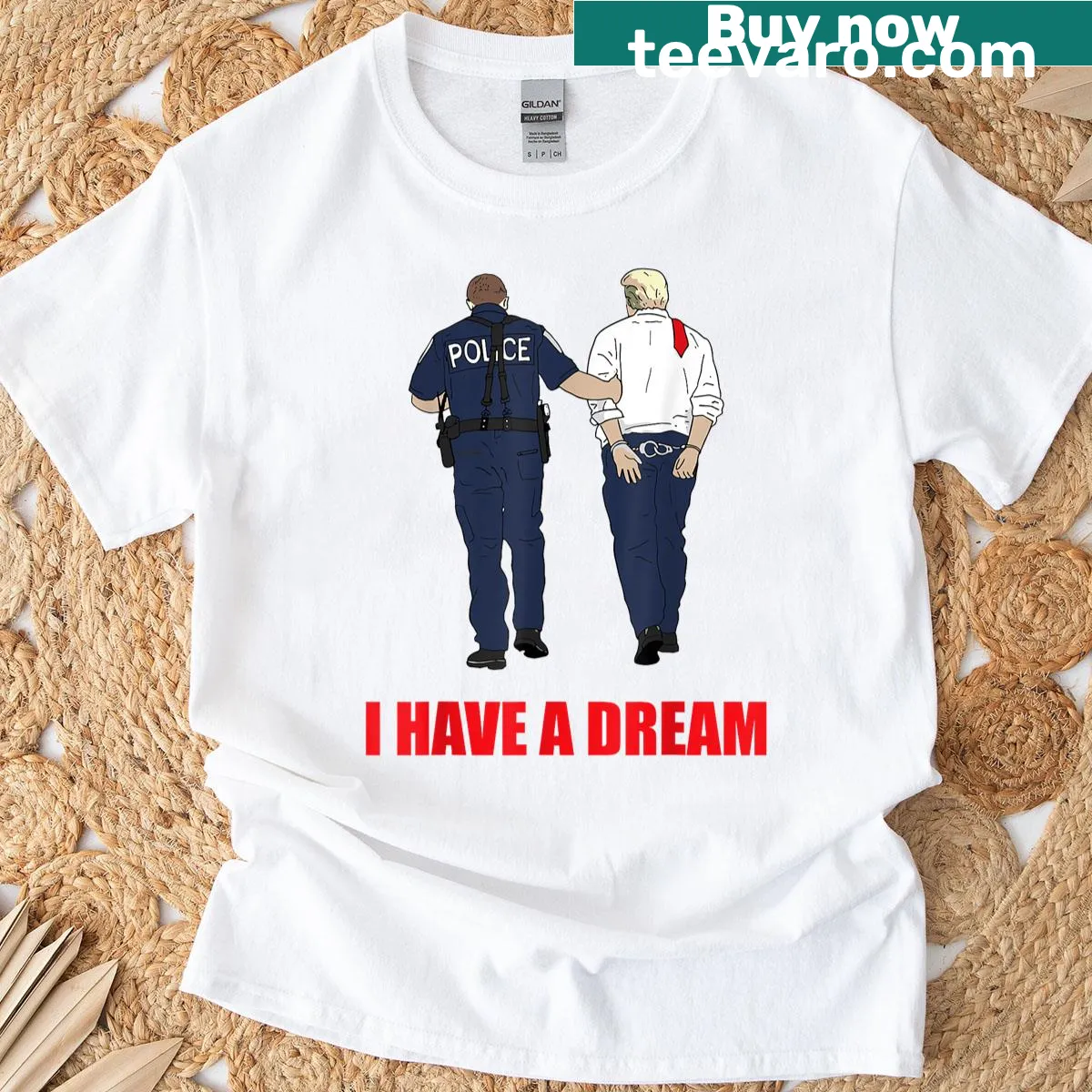 Humorous political T-shirt with playful text design. — on a men's t-shirt