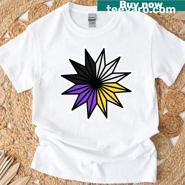 Pride Star graphic on a T-shirt representing non-binary pride.