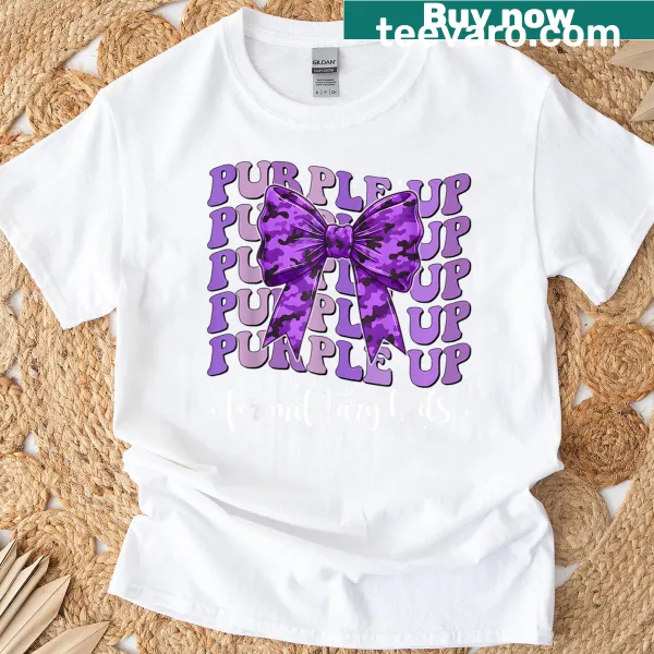 Camo T-shirt for girls with bow design supporting military kids