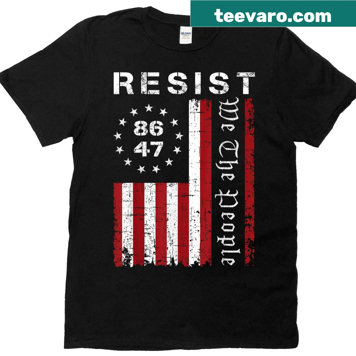 Protest-themed T-shirt with text 'We The People' and numbers — on a men's t-shirt