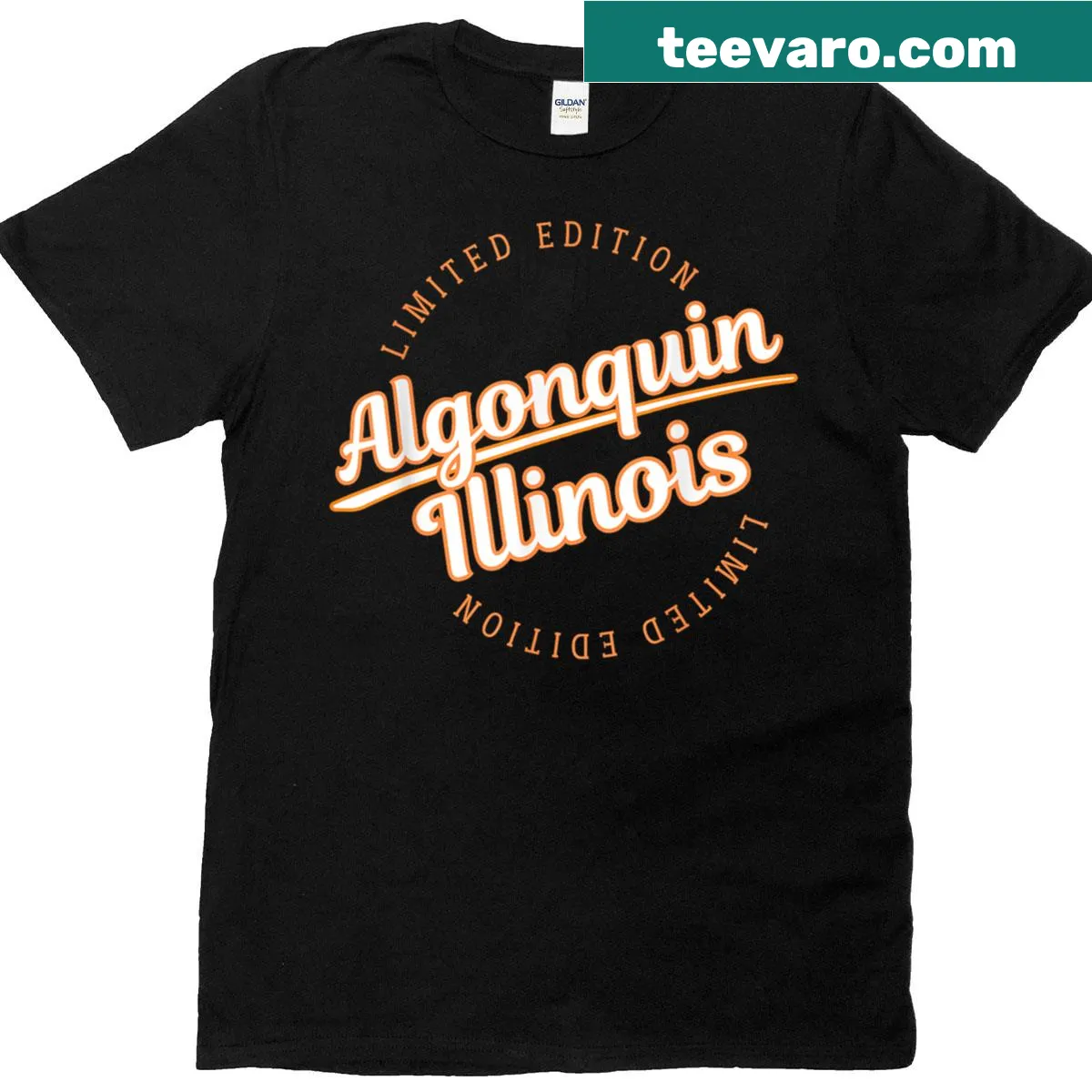 Vintage-style athletic T-shirt inspired by Algonquin, IL — on a men's t-shirt