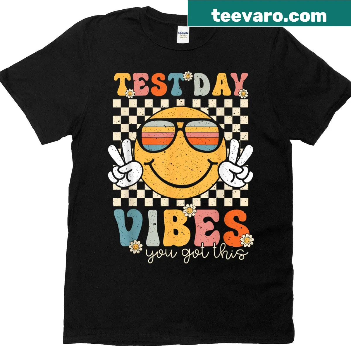 Vintage motivational test day shirt with inspirational slogan — on a men's t-shirt