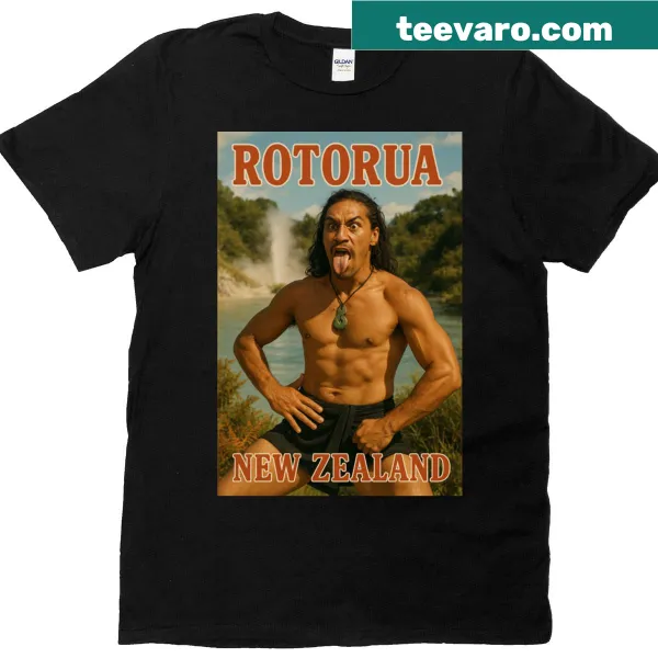 T-shirt celebrating Rotorua New Zealand with cultural design