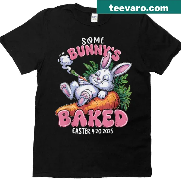 Funny Easter t-shirt with cartoon weed-smoking rabbit