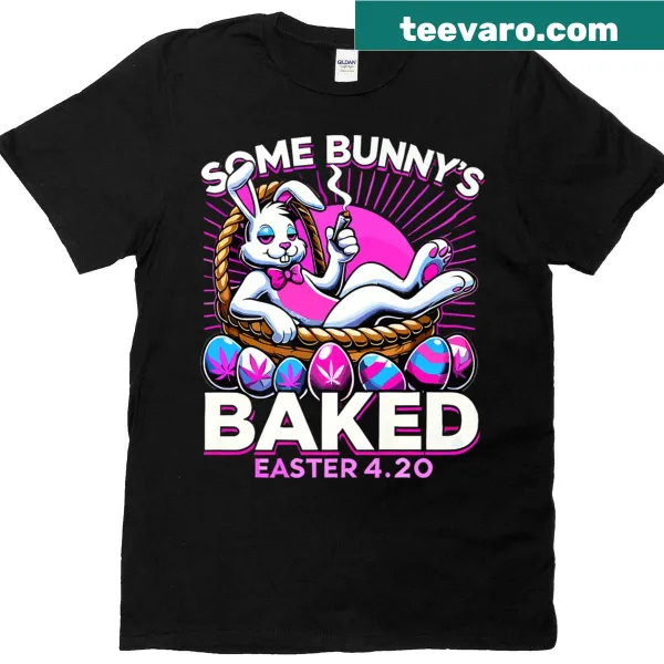 Cartoon Easter Rabbit celebrating 420 on t-shirt