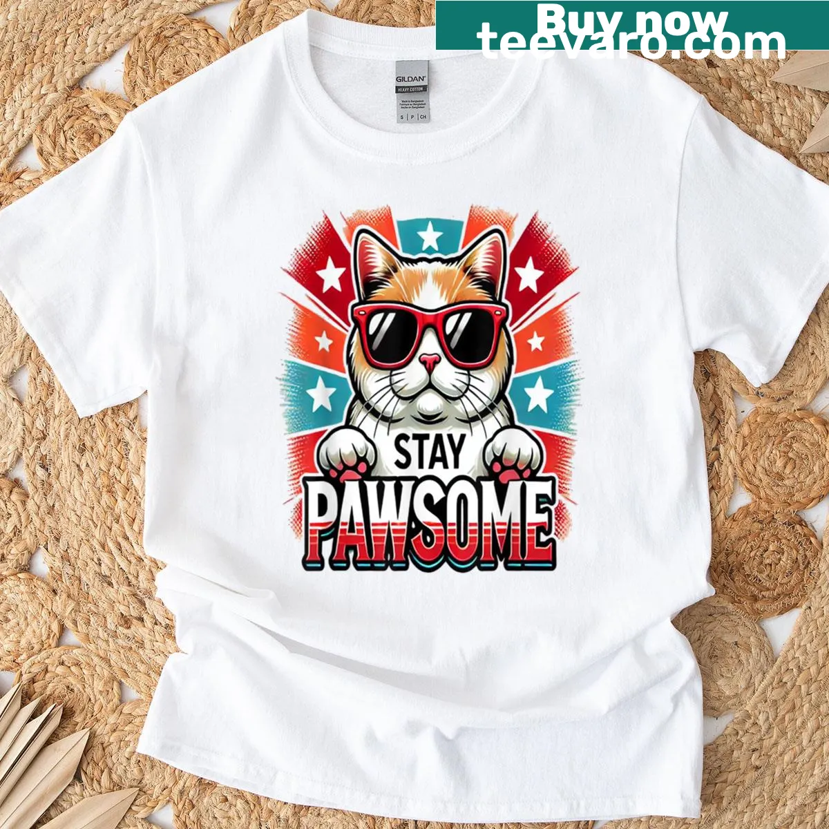 Retro cat lovers tee with playful text design — on a men's t-shirt