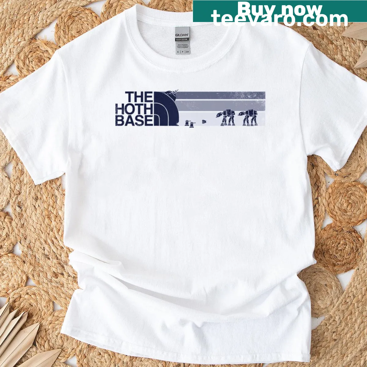Retro Hoth Base graphic on a sci-fi themed T-shirt — on a men's t-shirt
