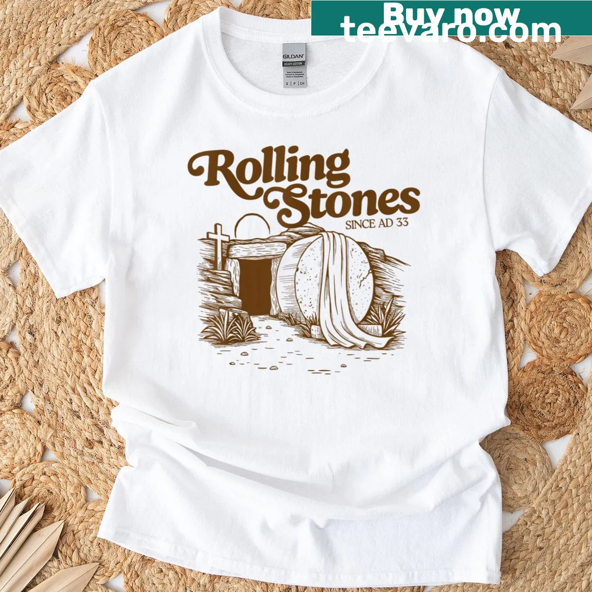 Retro Christian Easter t-shirt with a resurrection message — on a men's t-shirt