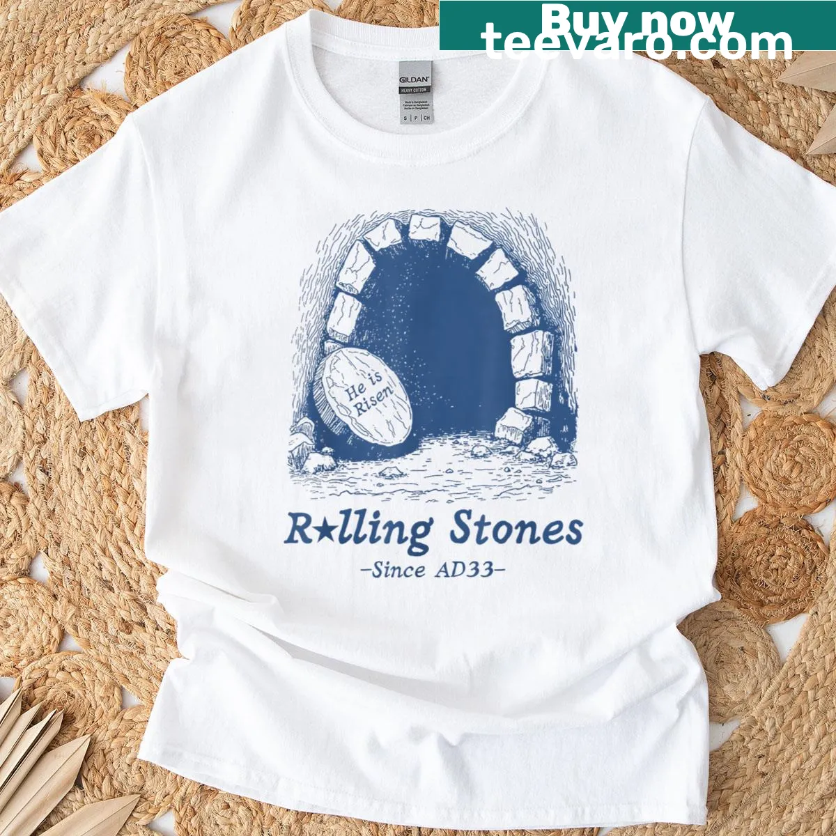 Retro Easter t-shirt with inspirational text about resurrection — on a men's t-shirt