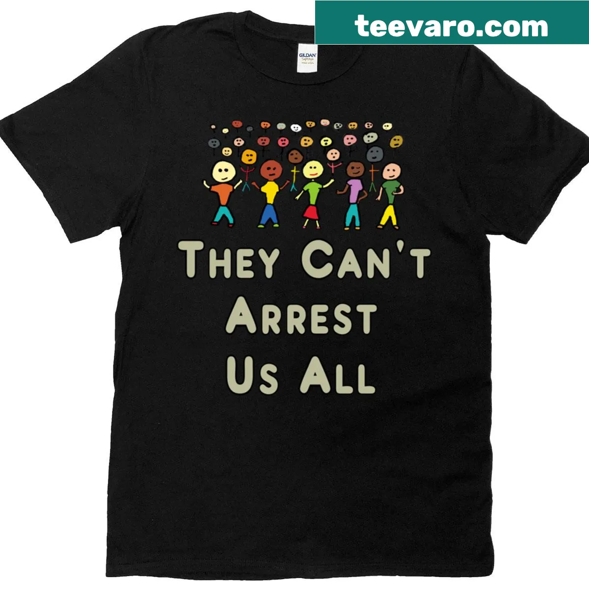 Defiant text-based t-shirt expressing unity and strength — on a men's t-shirt