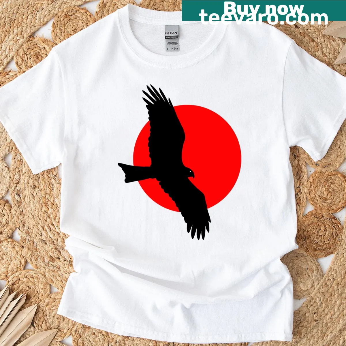 Stylized rising sun illustration on a T-shirt — on a men's t-shirt