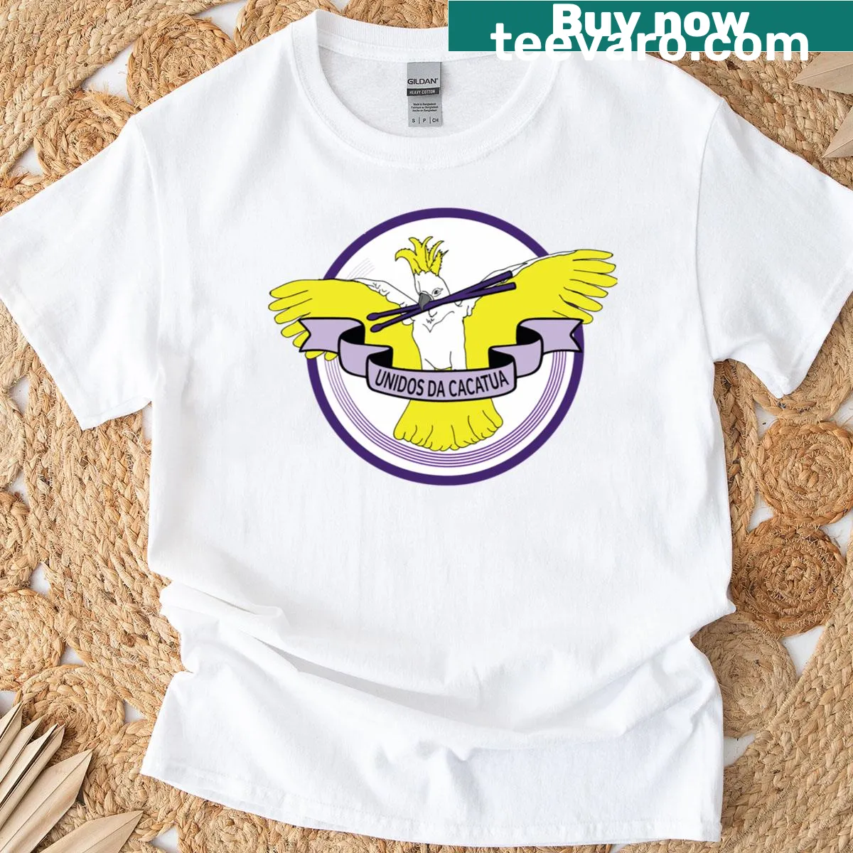 Illustration of Unidos Da Cacatua on a T-shirt — on a men's t-shirt