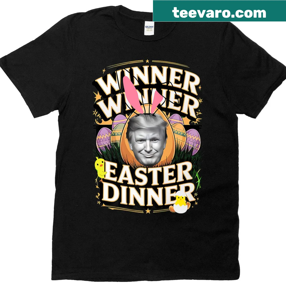Easter-themed T-shirt with humorous text — on a men's t-shirt