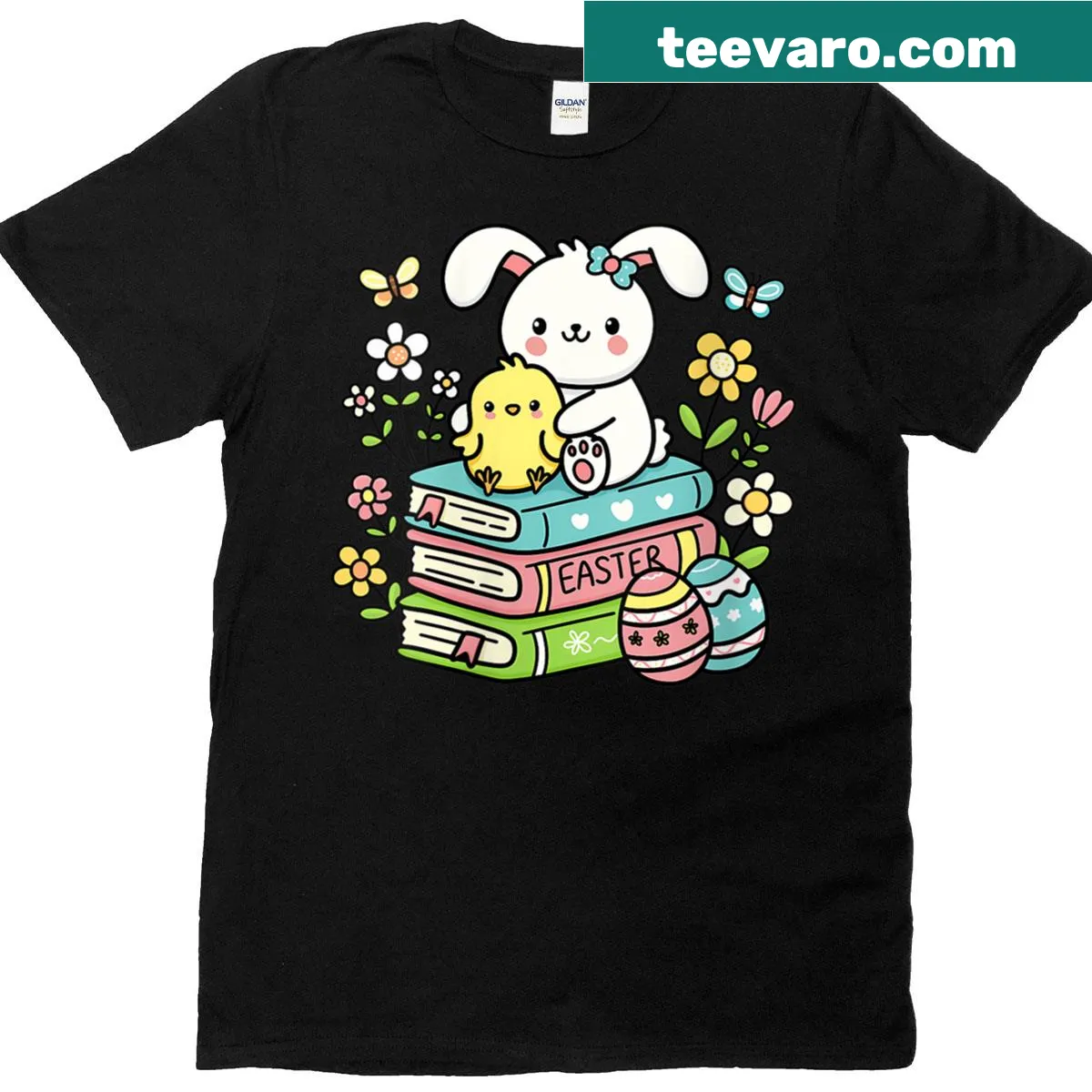 Funny bunny design with text for teachers celebrating Easter — on a men's t-shirt
