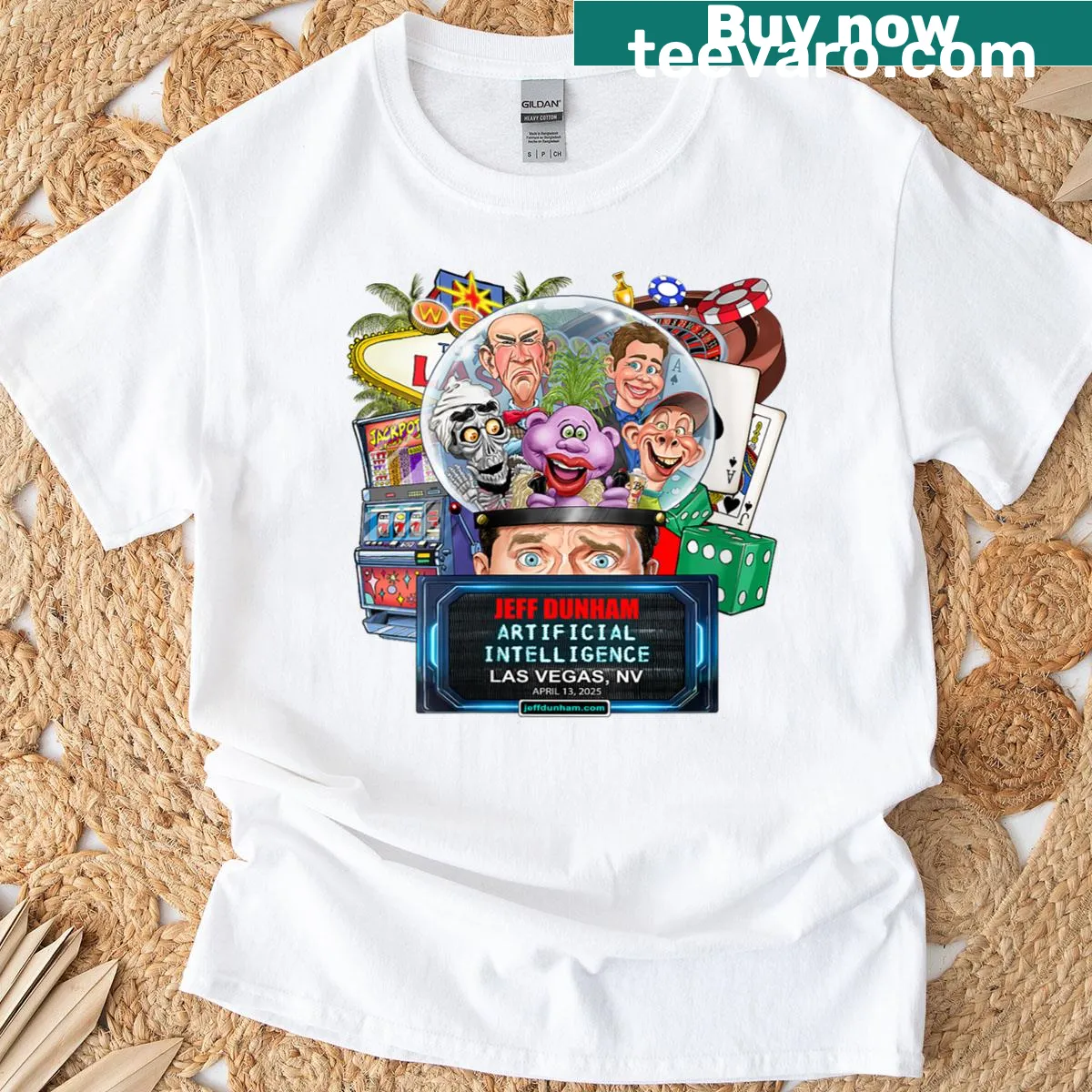 Jeff Dunham Las Vegas 2025 event commemorative t-shirt — on a men's t-shirt