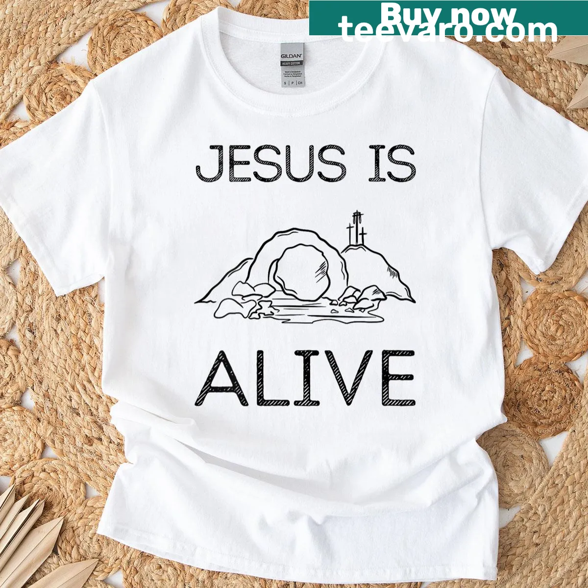 Easter t-shirt stating 'Jesus Sacrificed His Life And Died For You' — on a men's t-shirt