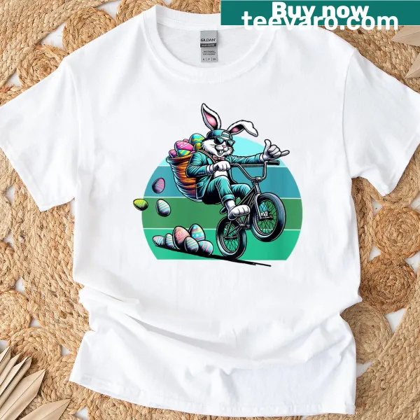 Vintage illustration of Easter Bunny on BMX bike
