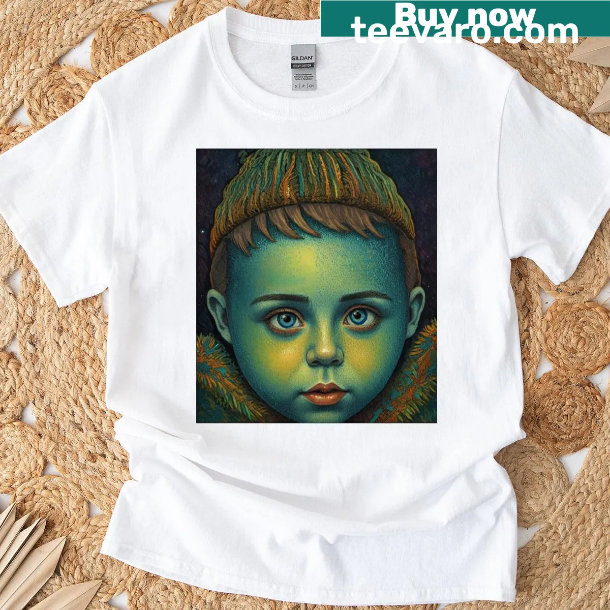 Surrealist T-shirt featuring playful graphics for babies — on a men's t-shirt
