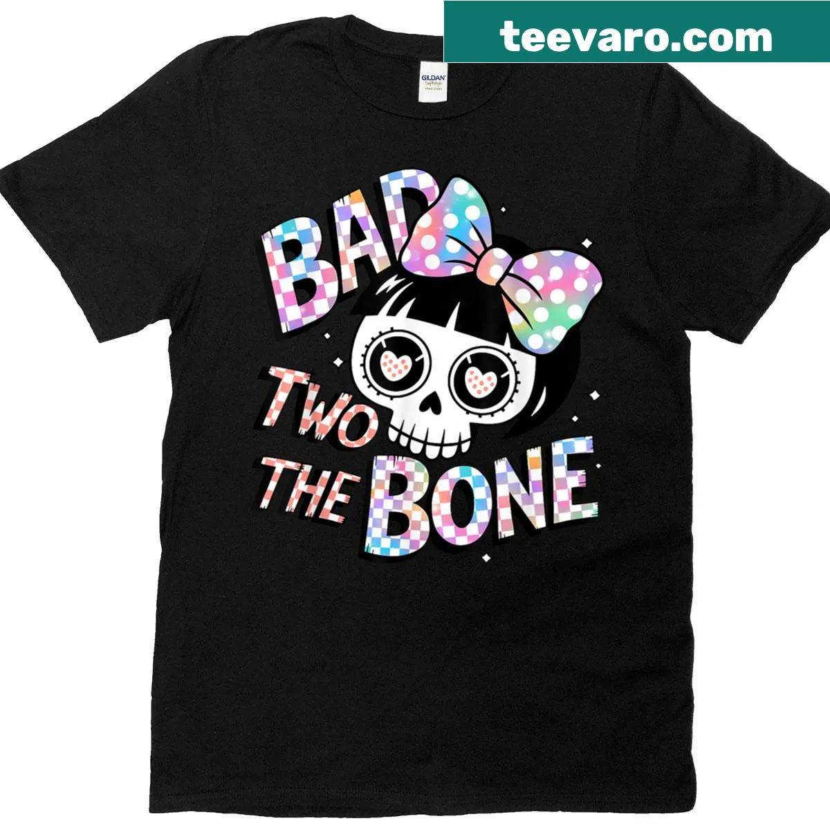 Cute skull girl with bow design for Halloween on a t-shirt — on a men's t-shirt