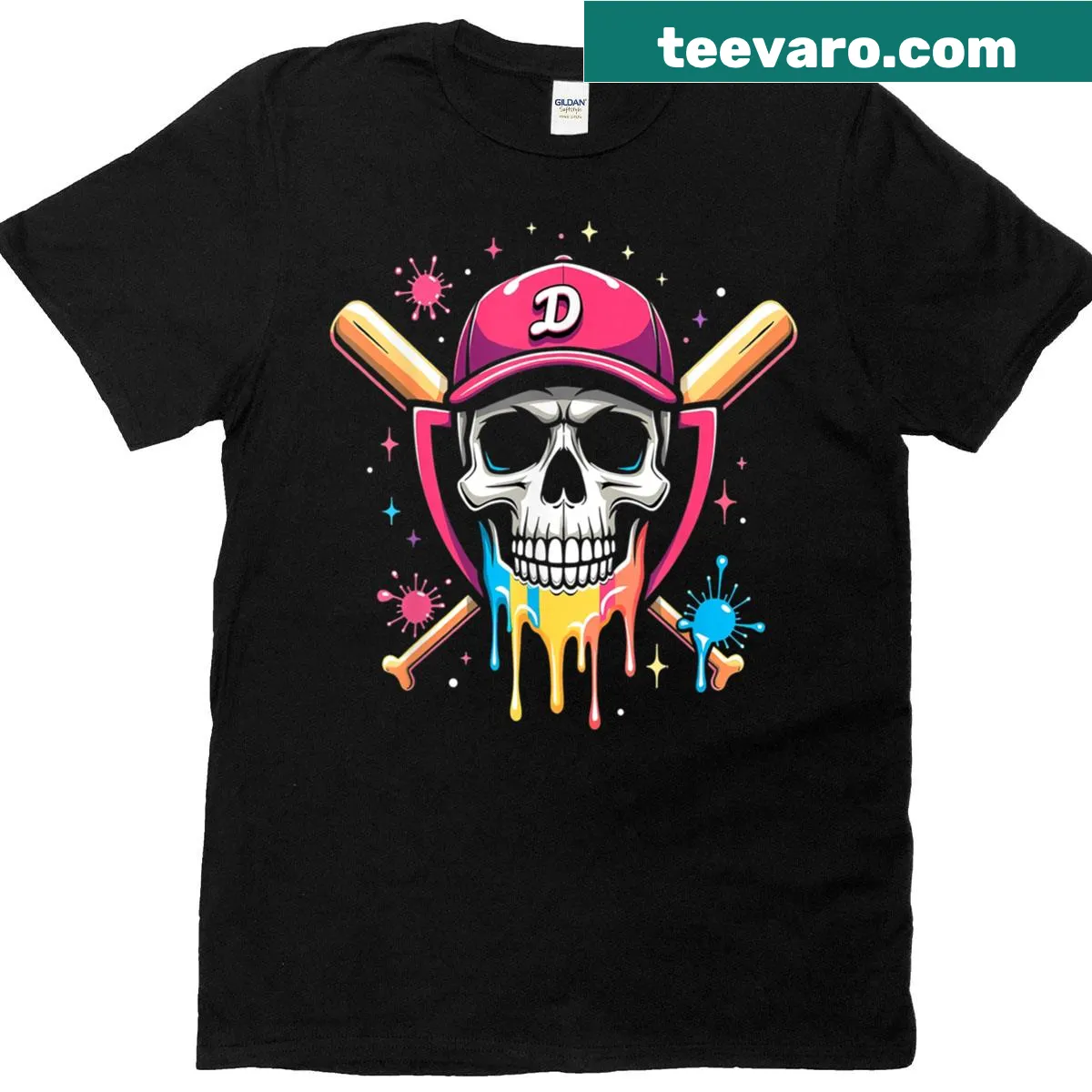 Ice cream skull and baseball home plate design on T-shirt — on a men's t-shirt