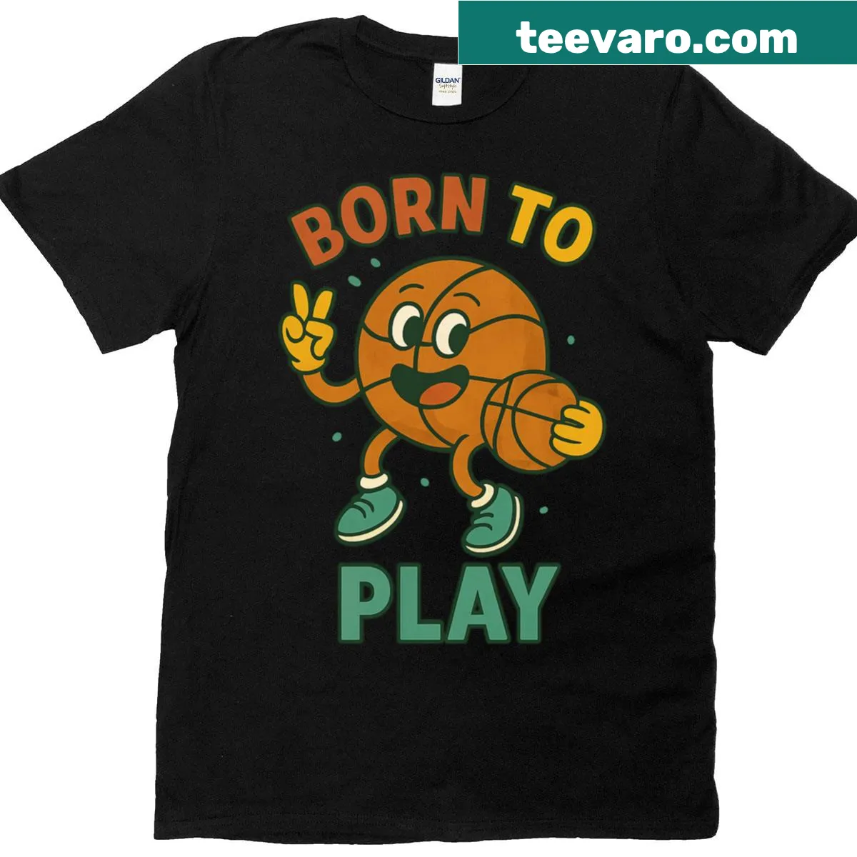 Bold typography T-shirt with 'Born To Play' slogan for basketball lovers — on a men's t-shirt