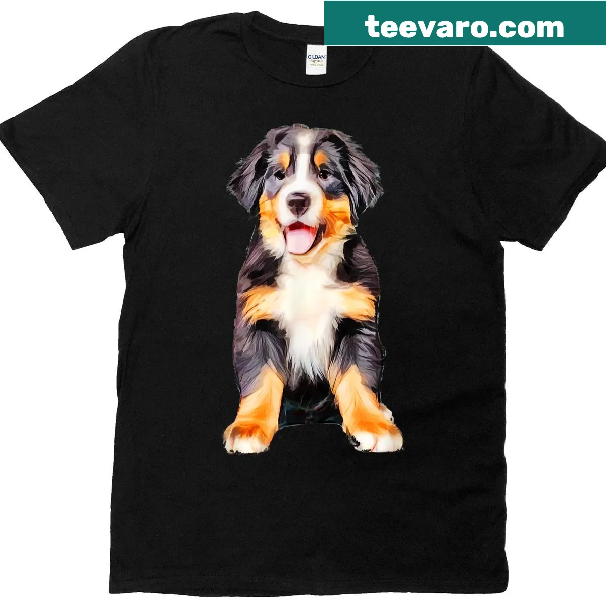 Illustration of a Bernese Mountain Puppy on a T-shirt for dog lovers — on a men's t-shirt