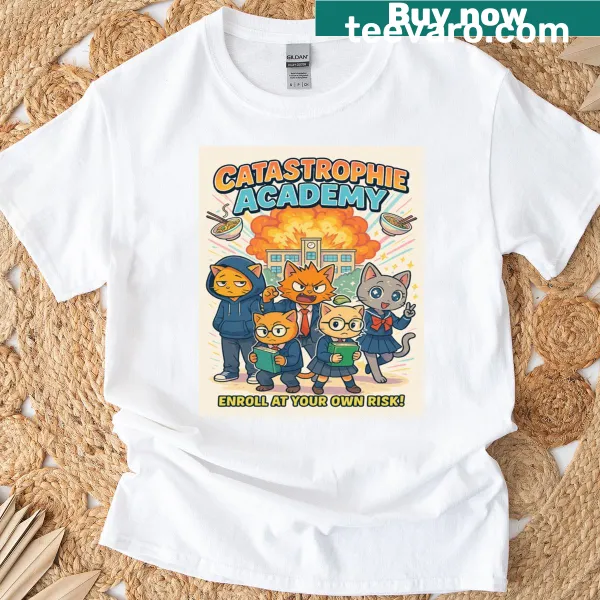 Anime style t-shirt featuring a cute cat design