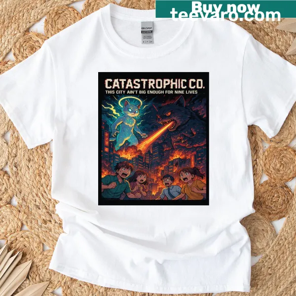Cartoon T-shirt featuring Catzilla graphic